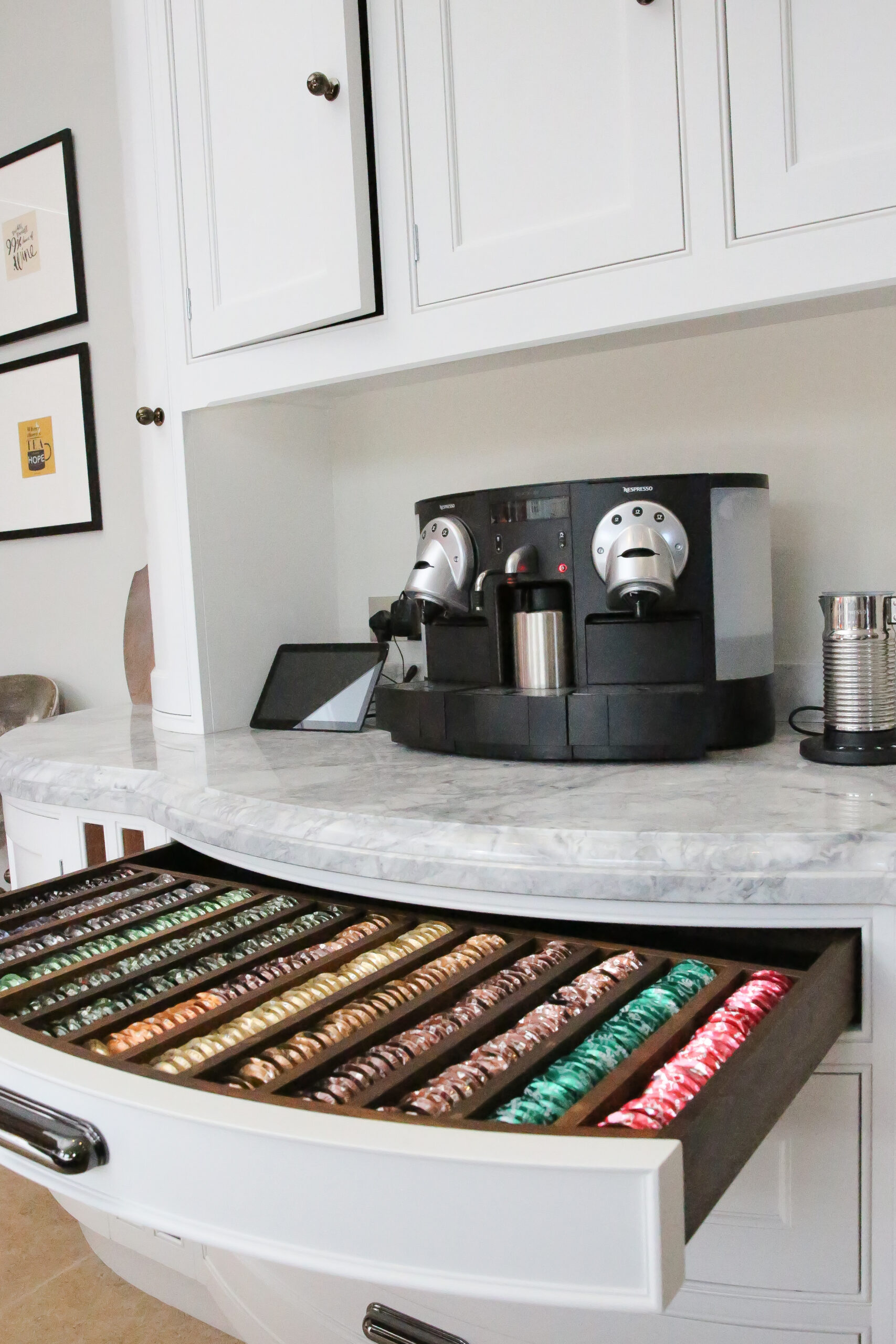 Coffee Corner with a purpose handcrafted drawer for Coffee pods
